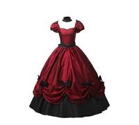 Robe gothique Mid Européenne Dentelle Patchwork Style Rétro Grandes Manches Évasées Robe Performance Vêtements Livres Histoire Moyen Âge, rouge, L