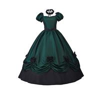Robe Gothique Victorienne Rococo pour Femme - Guerre Civile - Belle du Sud - Robe de soirée médiévale, Vert, Taille XL