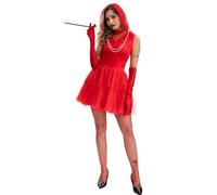 Robe Gothique Vintage Deguisement Halloween Sexy Diablesse, DéGuisement Adulte SorcièRe MariéE Vampire Victorienne sans Manches avec Gants Et éPaules DéNudéEs pour Carnaval