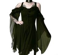 Robe gothique vintage en maille pour femme avec ourlet irrégulier et style Renaissance, pour soirées en club, festivals médiévaux, tenues de soirée et occasions spéciales formelles (3XL, vert)