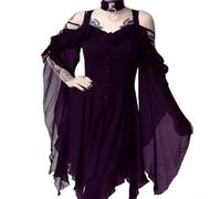 Robe gothique vintage en maille pour femme avec ourlet irrégulier et style Renaissance, pour soirées en club, festivals médiévaux, tenues de soirée et occasions spéciales formelles (3XL, violet)