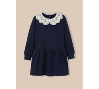 Robe Grand Col Brodé En Coton Biologique Marine 4A