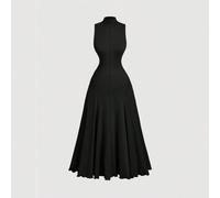 Robe grande taille noire, automne, élégante, formelle, de soirée, col roulé sans manches, longue, vintage, pour bal de promo, retour à la maison, Halloween, anniversaire, croisière, plage 0XL,1XL,2XL,