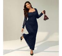 Robe grande taille pour dames, tenue de soirée romantique, robe longue en dentelle élégante couvrant les fesses, nouvelle robe longue pour les fêtes et soirées de dames en automne et hiver, robe longu
