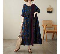 Robe grande taille pour femmes, tenue de tous les jours arabe, robe imprimée à rayures, robe d'été à col rond sans manches décontractée, modeste 0XL,1XL,2XL,3XL,4XLBlocs de couleur,Floral,Tribal,Tout 