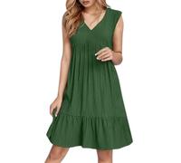 Robe Grossesse Ete Femme Longue Fluide Grande Taille Boheme Chic Mariage Plage De Ceremonie Jupe Fleurie Legere Soiree Rockabilly en Lin Made in Italy sans Manche Courte Et Elegant Été,b-Dark Vert,M