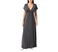 Robe Grossesse Robe de maternité Ultra-Longue à col en V et Manches Courtes for Femme, vêtement Ville décontracté Taille resserrée, Printemps(Grey,M)