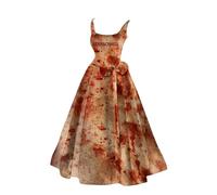 Robe Halloween Femme Citrouille Bloody Horror Robe Medievale Grande Taille Victorienne Steampunk Gothique Vintage MéDiéVale Costume Long Dress for Women Vêtements Médiévaux Costume (Ciel Bleu, XXXL)