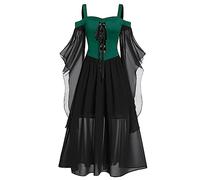 Robe Halloween Femme Cosplay Tenue Dentelle Déguisement Halloween Femme Mariée Hallowen Black Swan Costume Renaissance Malefique Longue Sorcier Corset Adultes Robe Noire L