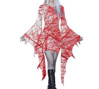 Robe Halloween Femme Gothique Grande Taille Robe Vampire Gothique Femme avec Épaules Découvertes Curvy Robe Cérémonie Manches Dolman Dentelle Robe de Soirée Costumes Moyen Âge Victorienne pour