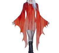 Robe Halloween Femme Gothique Grande Taille Robe Vampire Gothique Femme avec Épaules Découvertes Curvy Robe Cérémonie Manches Dolman Dentelle Robe de Soirée Costumes Moyen Âge Victorienne pour