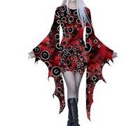 Robe Halloween Femme Gothique Grande Taille Robe Vampire Gothique Femme avec Épaules Découvertes Curvy Robe Cérémonie Manches Dolman Dentelle Robe de Soirée Costumes Moyen Âge Victorienne pour