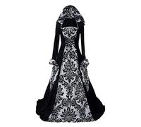 Robe Halloween Femme Médiévale, Costume Vampire Sorcière À Capuche | Manches Évasées & Design Reine Sorcière, Idéal Pour Cosplay, Carnaval & Soirées Costumées