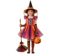 Robe Halloween Fille,De SorcièRe ColoréE Enchanteresse Pour Filles DéGuisement Festif D'Halloween IdéAl Pour FêTes Spectacles Et RepréSentations Magiques