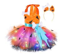 Robe Halloween Fille Robe Costume Fille Princesse Halloween Fantaisie Habillage Cosplay Bébé Pierre Vêtements De Soirée Anniversaire Carnaval Tutu Robe +Bandeau Pour Fêtes
