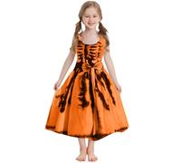 Robe Halloween Fille Sans Manches Décontracté Fête Évasé Robe Halloween Drôle Squelette Robe Pour Filles Carnaval Cosplay Mode Tunique Bébé Costume