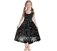 Robe Halloween Fille Sans Manches Décontracté Fête Évasé Robe Halloween Drôle Squelette Robe Pour Filles Carnaval Cosplay Mode Tunique Bébé Costume