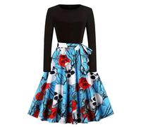 Robe Halloween Pour Femme Deguisement Adulte Longue Dos Nu D'halloween Chic Et Elegant Corset Sexy Hiver Costume Grande Taille Médiévale Squelette Patchwork Horreur De Soirée Bleu L