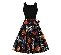 Robe Halloween Pour Femme Déguisement Adulte Squelette Médiévale Renaissance Gothique Tulle Costume Deguisement Sexy Soiree Robes Elegante Grande Taille Orange XXL