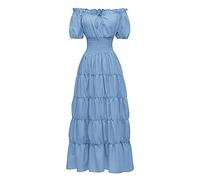 Robe Halloween pour Femme Robe Bal De Promo Grande Taille Vintage Moulante Sexy Invitée Fluido Dentelle Ceremonie Sexy Boheme Coton Ropa 2#Cielo blu 3XL