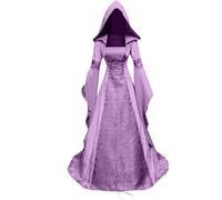 Robe Halloween pour Femme Robe Femme Chic Et Elegant Grande Taille Fleurie Invitée Demoiselle d'honneur Moulante Sexy Manche Longue Coton Luxe Cocktail Ceremonie Ropa 2#Viola Chiaro XL