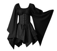 Robe Halloween pour Femme Robe Femme Chic Et Elegant Mi Fluido Coton Boheme Ceremonie Paillette Grande Taille Invitée Vintage Hiver Moulante Ropa 1#Nero XXL