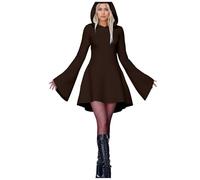 Robe Halloween pour Femme Squelette Sexy Halloween/Noel Deguisement Mode Cosplay Plissée Nouvelle Tenue Vampire Ghostface Medieval Sorciere Soiree Brun XXL