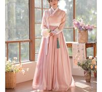 Robe Hanbok coréenne rose, robe de danse folklorique traditionnelle élégante, Costume de scène de spectacle, vêtements de danse nationaux de minorité ethnique Pink