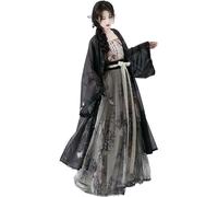 Robe Hanfu 4XL for Femme, Tenue de Cosplay surdimensionnée, Style Moderne de la Dynastie Chinoise des Song, Tenue d'été Noire(3XL)