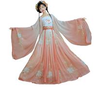 Robe Hanfu Chinoise for Femmes, Hanfu Traditionnel brodé, adapté au Printemps et à l'automne (Color : Orange, Size : Small)