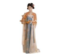 Robe Hanfu for Femmes et Filles, Chemise Traditionnelle Chinoise Ancienne, Robe à Lacets, Manches Longues, Tenue de scène, Cosplay, Costume d'halloween(Orange Blue,M)