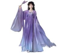 Robe Hanfu Grande Taille 10XL for Femme, Costume de fée Chinoise d'halloween, Cosplay, dégradé Rose et Violet(Purple Set,8XL)
