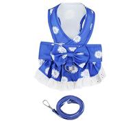 Robe harnais pour chiens de petite et moyenne taille, jupe tutu en maille respirante avec laisse de 1,6 m, vêtements pour chats, chihuahua, yorkshire, printemps-été, bleu, M JFb789 (bleu, S)