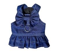 Robe harnais pour chiens de petite taille - Robe en jean pour séance photo - Vêtements pour chiots - Harnais pour petits animaux de compagnie - Jupe en jean avec crochets