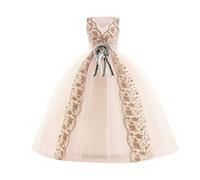 Robe hawaïenne sans manches pour fille - Robe longue - Robe de mariée - Modèle de podium - Costume de piano - Bleu foncé - Pour fille, d, 9-10 ans