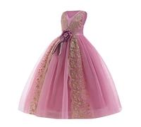 Robe hawaïenne sans manches pour fille - Robe longue - Robe de mariée - Modèle de podium - Costume de piano - Bleu foncé - Pour fille, c, 11-12 ans