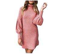 Robe HBIJW pull à col roulé à manches longues, robe tricotée à col haut et d'hiver, robe pull pull robe de soirée Taille-40