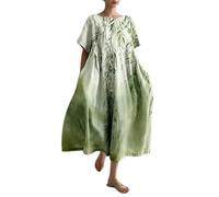 Robe hippie pour femme - Grande taille - Style bohème - En coton - Avec poche - Grande taille - Robe d'été ample et ample - Style bohème - Pour femme, Vert, XXL