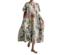 Robe hippie pour femme - Grande taille - Style bohème - En coton - Avec poche - Grande taille - Robe d'été ample et ample - Style bohème - Pour femme