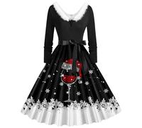 Robe Hiver De Soirée Chic Et Glamour Manches Longues Grande Taille Vetement Femme Tenue Mere Noel Vintage Annee 50 Deguisement Fete Longue Costume Elegant Adulte Empire Soiree Pull Sexy Cocktail,XL