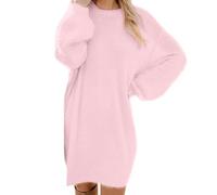 Robe Hiver Femme Couleur Unie Décontracté Pull Chic et Elegant Longue Manche Mode Robe Pull Femme Col Rond Automne Hiver Chaud Tricot Tunique