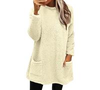 Robe Hiver Femme Manche Longue Grande Taille Mini Robe À Manches Longues Hoodie Automne Hiver A-Ligne Robe Chaud Haut Décontractée Tunique Classique Manteau 2023 Baggy Robe Pull Veste en Peluche