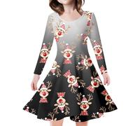 Robe Hiver Fille,Robe de Princesse à Manches Longues pour Enfants Motif Sapin de Noël et imprimé enchanté pour Les Petites Filles (Black, 6-7 Years)