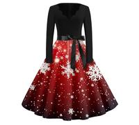 Robe Hiver, Soiree Déguisement Chic Nuisette Costume Sequin Moche Noire Jupe Noel Femme, Cocktail Reveillon Veste Sequins Rouge Robe Fete, Tenue de Noël Femme, XXL