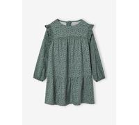 Robe imprimée à volants fille vert sauge 5A