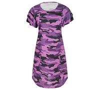 Robe Imprimée Camouflage À Col Rond pour Femmes Robe Décontractée Ample À Manches Courtes Robe Ample Robe Bustier Paillette Robe D Ete Femme Courte