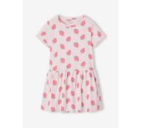 Robe imprimée fille manches courtes rose nude 5A
