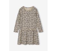 Robe imprimée fille manches longues beige poudré 2A