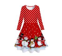 Robe ImpriméE pour Fille,Robe de Princesse à Manches Longues pour Filles imprimé printanier et automnal idéale pour Les célébrations et Les fêtes de d'année (6-7 Years)
