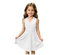 Robe imprimée pour Maman et Robe Longue élégante et Ample à Volants. Ensemble mère Fille Assorti pour l'été. Courte Bleu Fille (02-White, L)